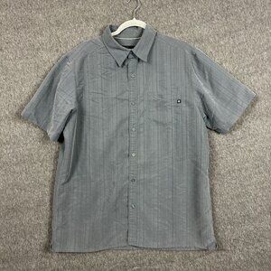 Marmot Mens Gray Short Sleeve Button-Up Shirt L/G Rayon/Polyester